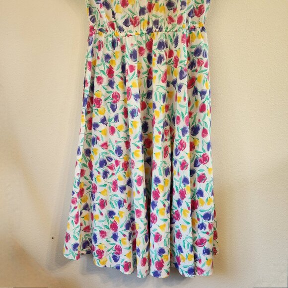Vtg 70's Fit Flare Midi Shirt Dress Floral Colorful Collar Women M Retrolook - Picture 14 of 14